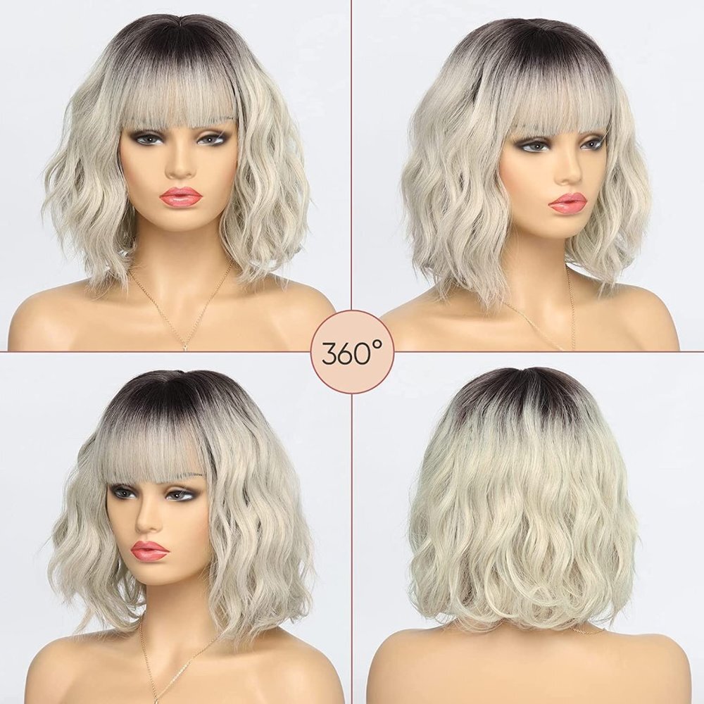 Ash Blonde Wig with Bangs